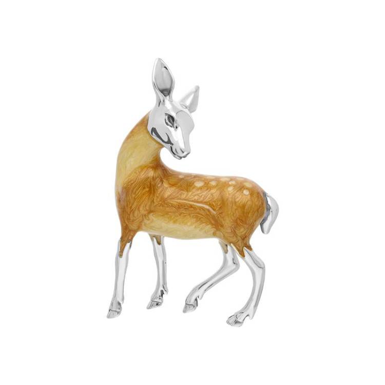 Saturno Sterling Silver Enamel Medium Stood Deer Figurine
