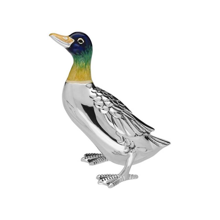 Saturno Sterling Silver Enamel Single Medium Duck Figurine
