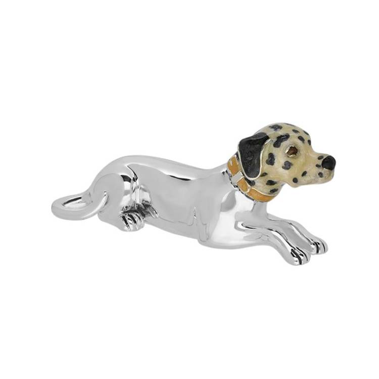 Saturno Sterling Silver Enamel Single Medium Lying Pointer Dog Figurine