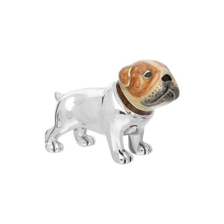 Saturno Sterling Silver Enamel Single Medium Standing Bulldog Figurine