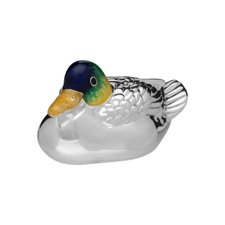 Saturno Sterling Silver Enamel Single Small Duck Figurine D