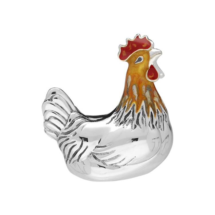 Saturno Sterling Silver Enamel Single Small Sitting Chick Figurine D
