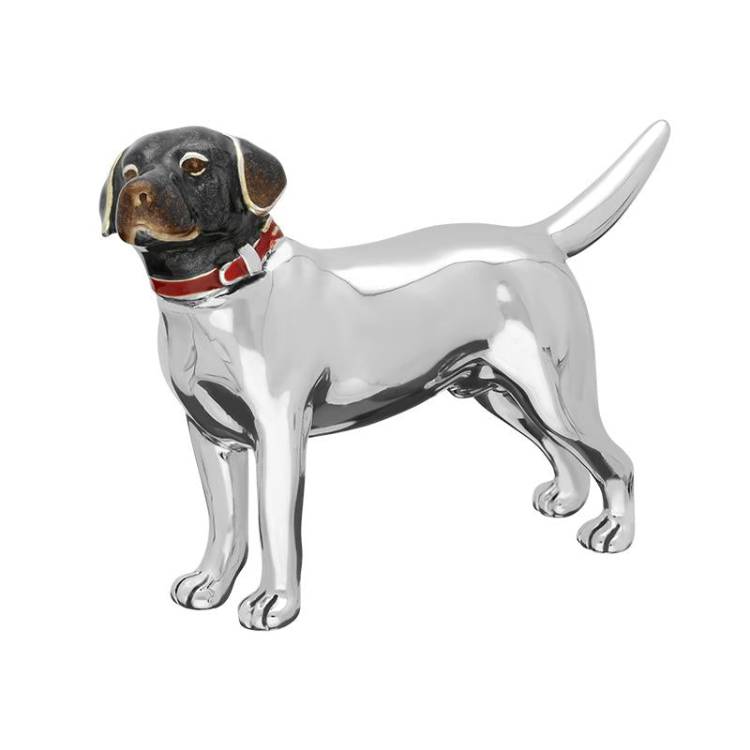Saturno Sterling Silver Enamel Single Stood Labrador Figurine