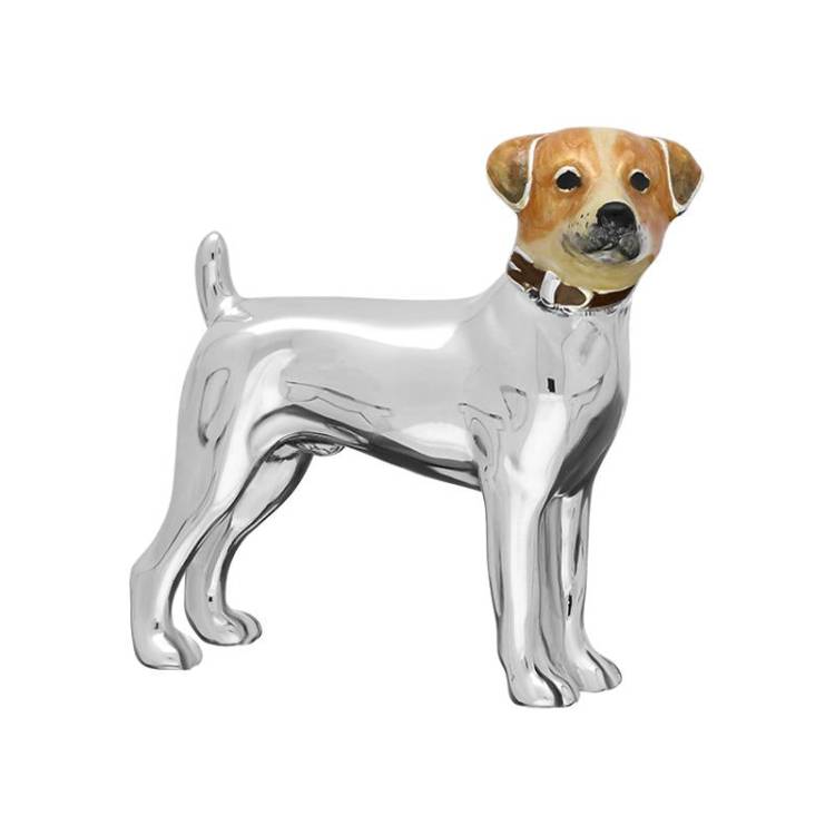 Saturno Sterling Silver Enamel Single Stood Terrier Figurine