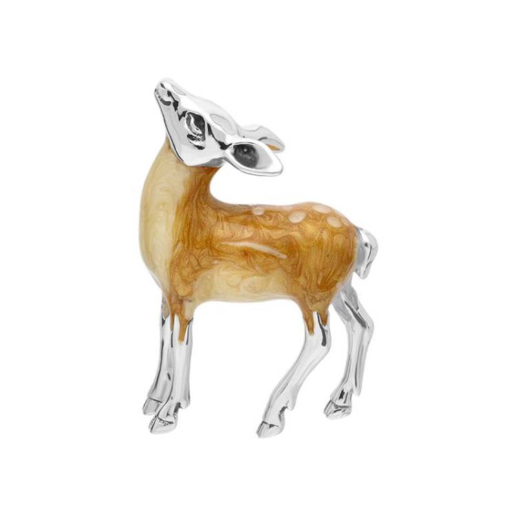 Saturno Sterling Silver Enamel Small Stood Deer Figurine