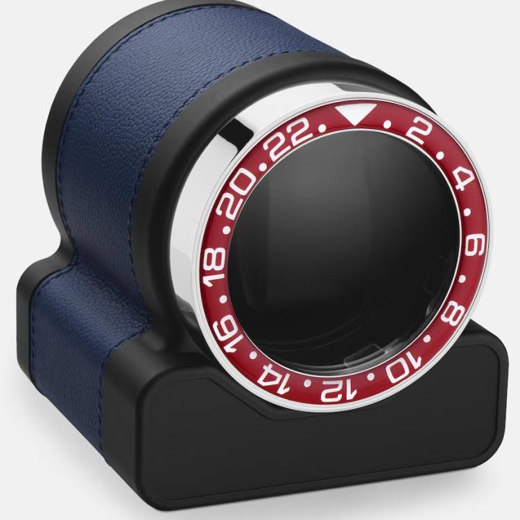Scatola del Tempo Watch Winder Rotor One Blue Red Bezel - Black