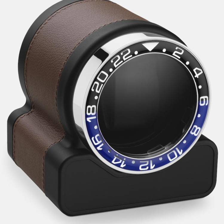 Scatola del Tempo Watch Winder Rotor One Chestnut Batman Bezel - Black