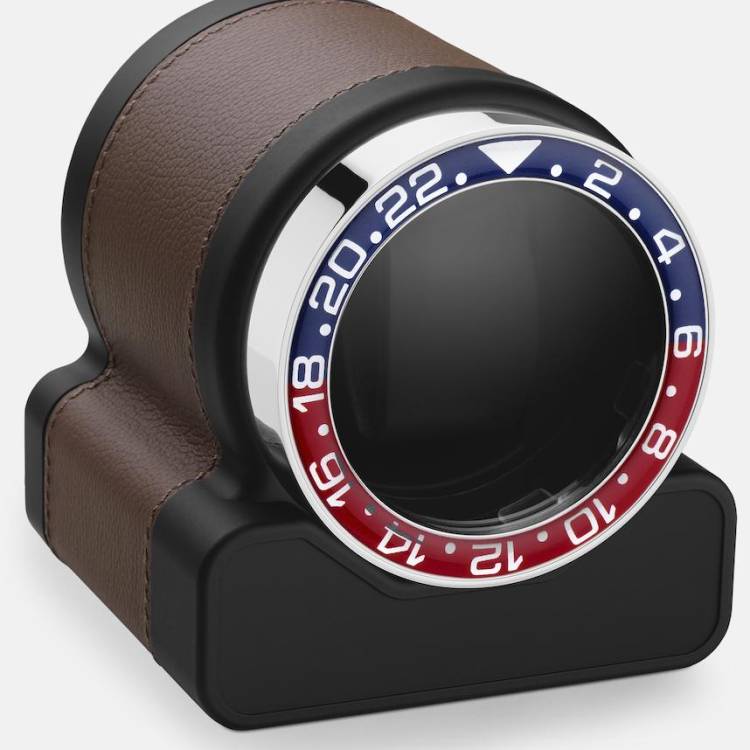 Scatola del Tempo Watch Winder Rotor One Chestnut Pepsi Bezel - Black