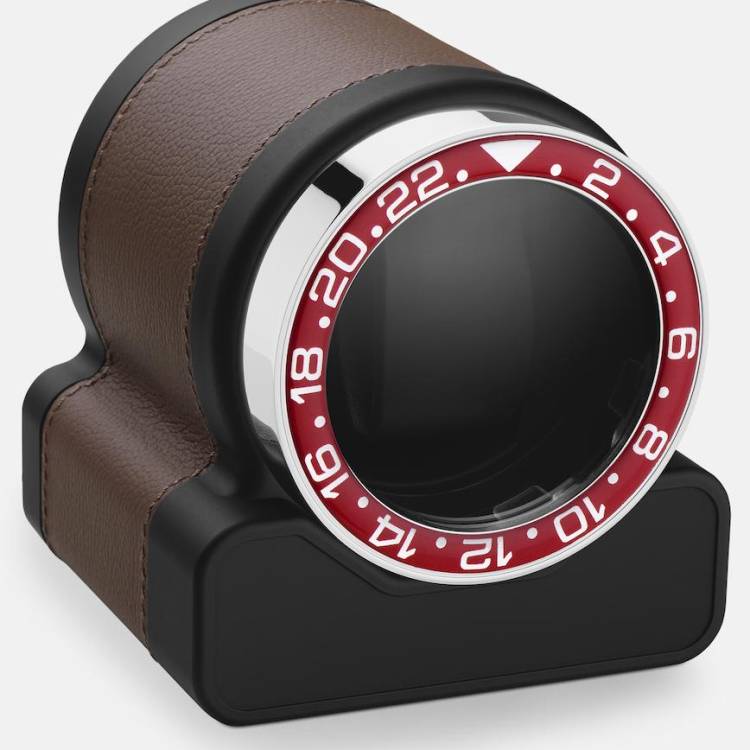 Scatola del Tempo Watch Winder Rotor One Chestnut Red Bezel - Black