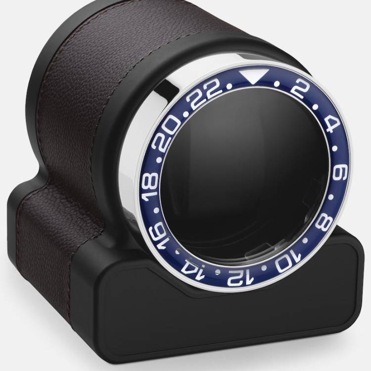 Scatola del Tempo Watch Winder Rotor One Chocolate Blue Bezel - Black