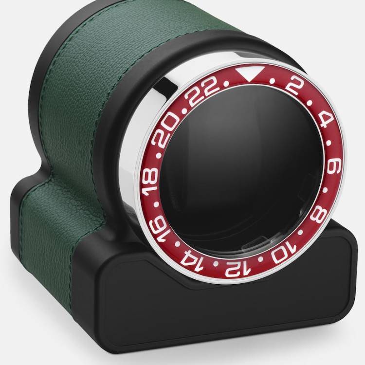 Scatola del Tempo Watch Winder Rotor One Green Red Bezel - Black