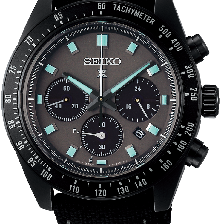Seiko Watch Prospex Black Series Night Vision Solar Speedtimer Chronograph