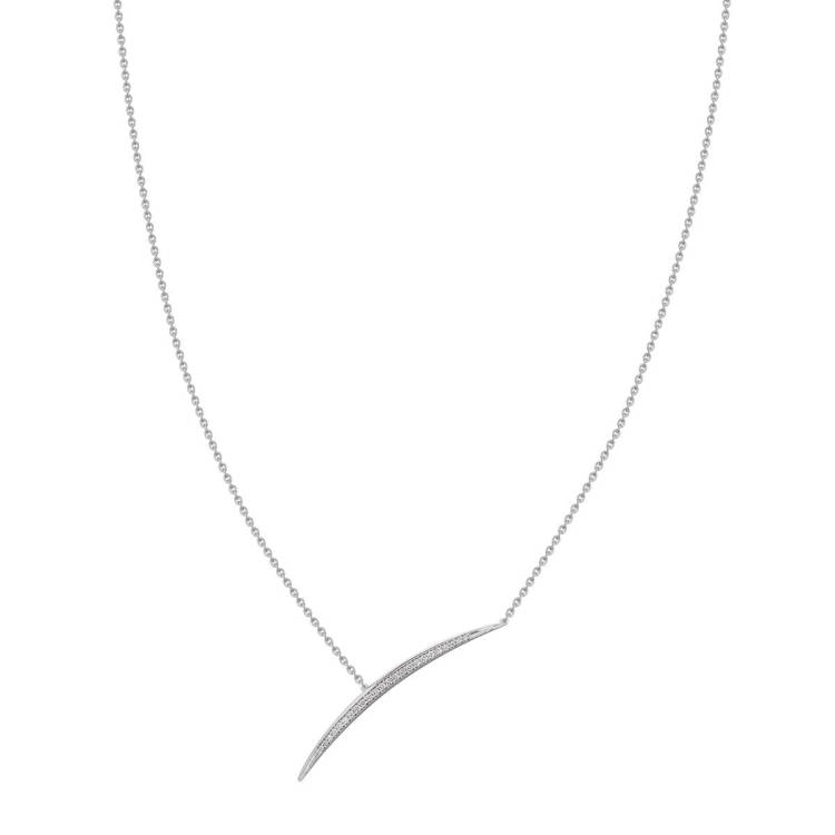 Shaun Leane 18ct White Gold Diamond Pave Single Bar Necklace - White Gold