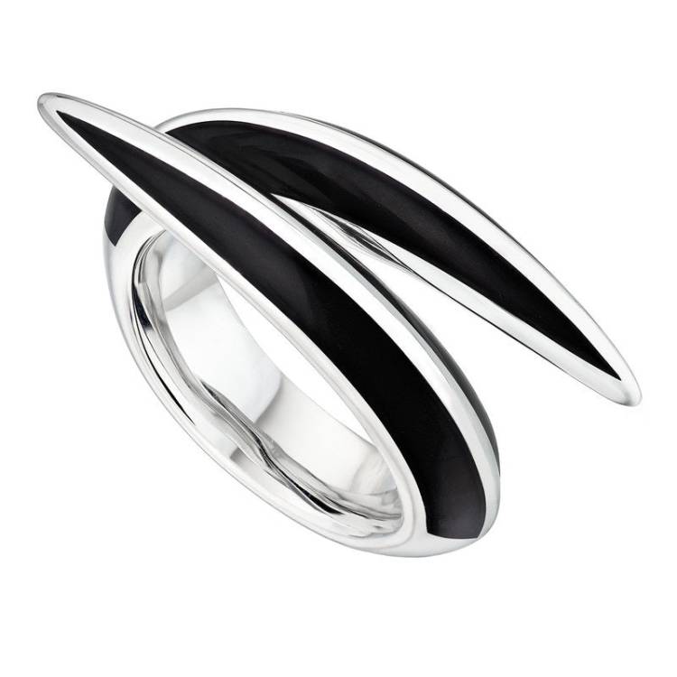 Shaun Leane Sabre Deco Sterling Silver Ceramic Crossover Ring - P