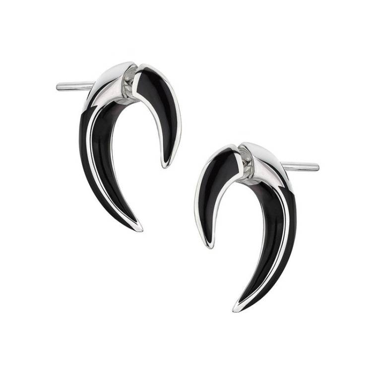 Shaun Leane Sabre Deco Sterling Silver Ceramic Talon Earrings - Silver
