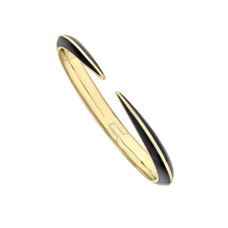 Shaun Leane Sabre Deco 18ct Yellow Gold Plated Sterling Silver Ceramic Cuff Bangle - XL