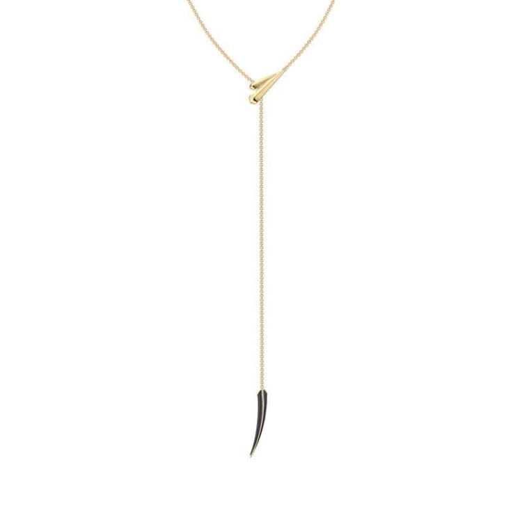 Shaun Leane Sabre Deco 18ct Yellow Gold Plated Sterling Silver Ceramic Long Drop Necklace - Gold
