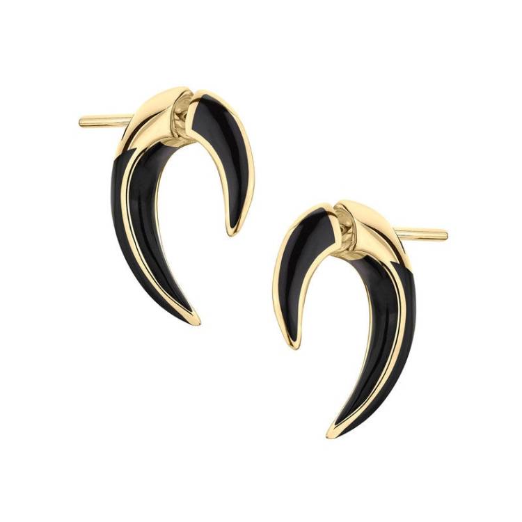 Shaun Leane Sabre Deco 18ct Yellow Gold Plated Sterling Silver Ceramic Talon Earrings - Gold