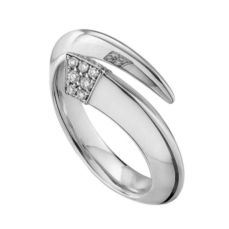Shaun Leane Sabre Sterling Silver Diamond Tusk Ring - O