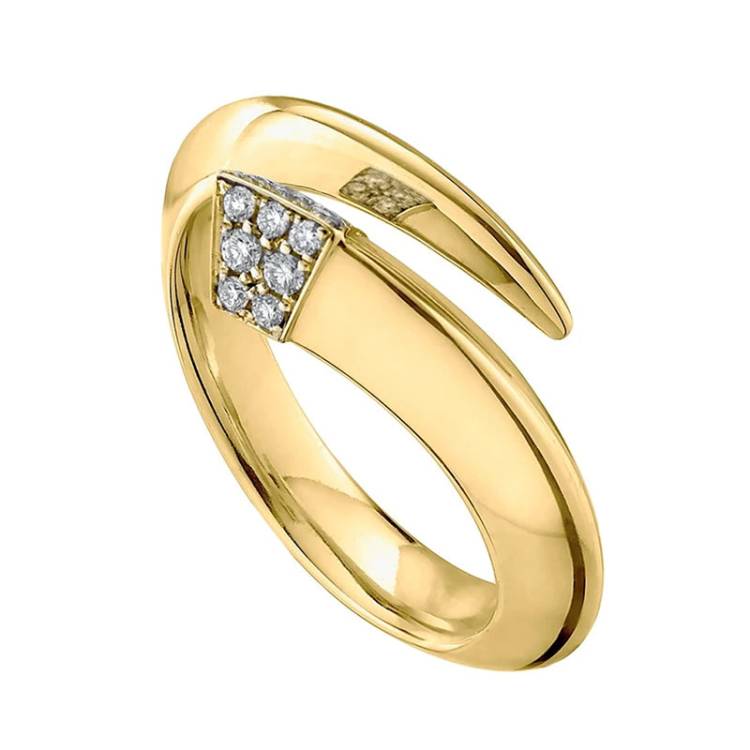Shaun Leane Sabre 18ct Yellow Gold Plated Sterling Silver Diamond Tusk Ring - I