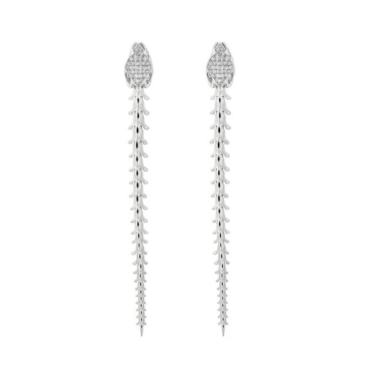Shaun Leane Serpent Trace Sterling Silver Diamond Drop Earrings