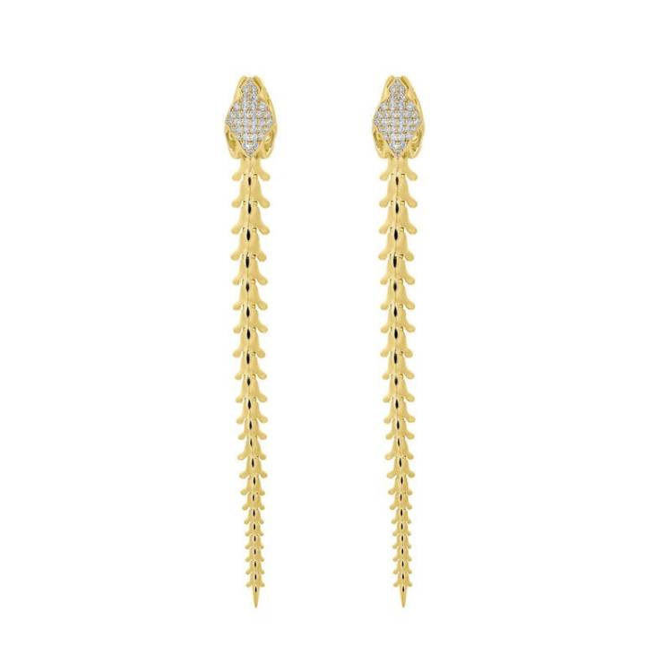 Shaun Leane Serpent Trace 18ct Yellow Gold Plated Sterling Silver Diamond Drop Earrings