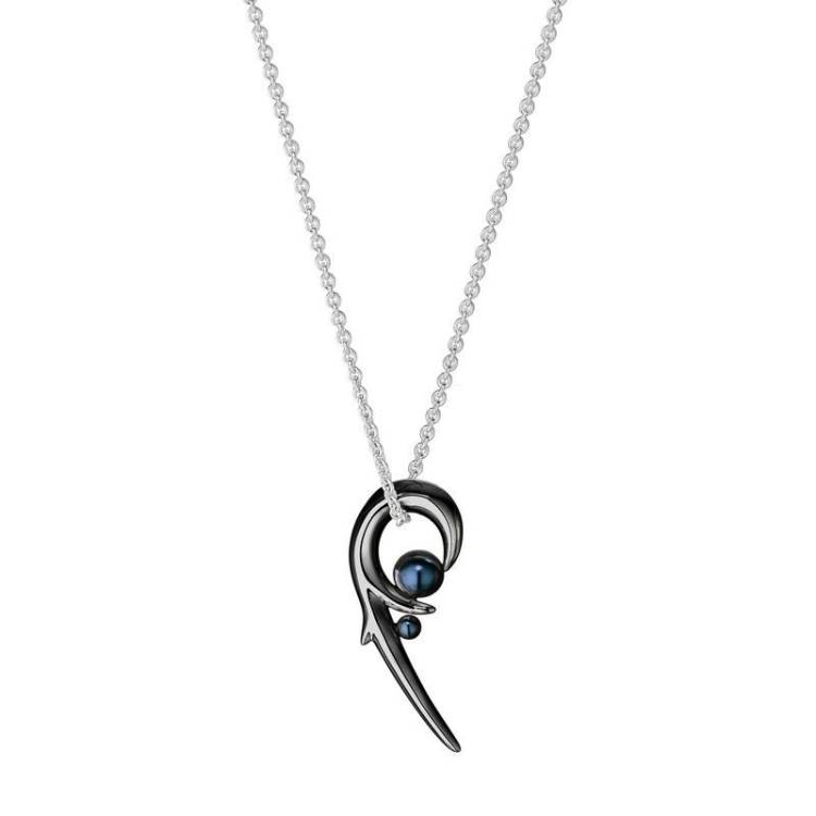 Shaun Leane Sterling Silver Black Rhodium Hooked Pearl Pendant