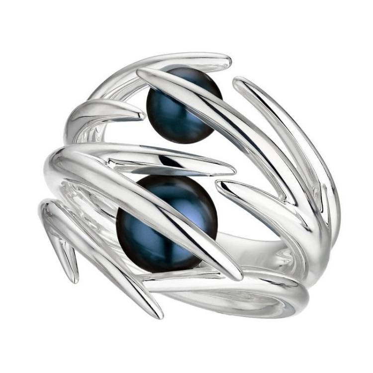 Shaun Leane Sterling Silver Double Hooked Pearl Ring - J