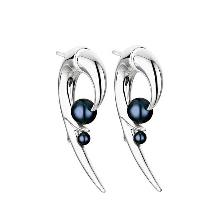 Shaun Leane Sterling Silver Hooked Pearl Earrings