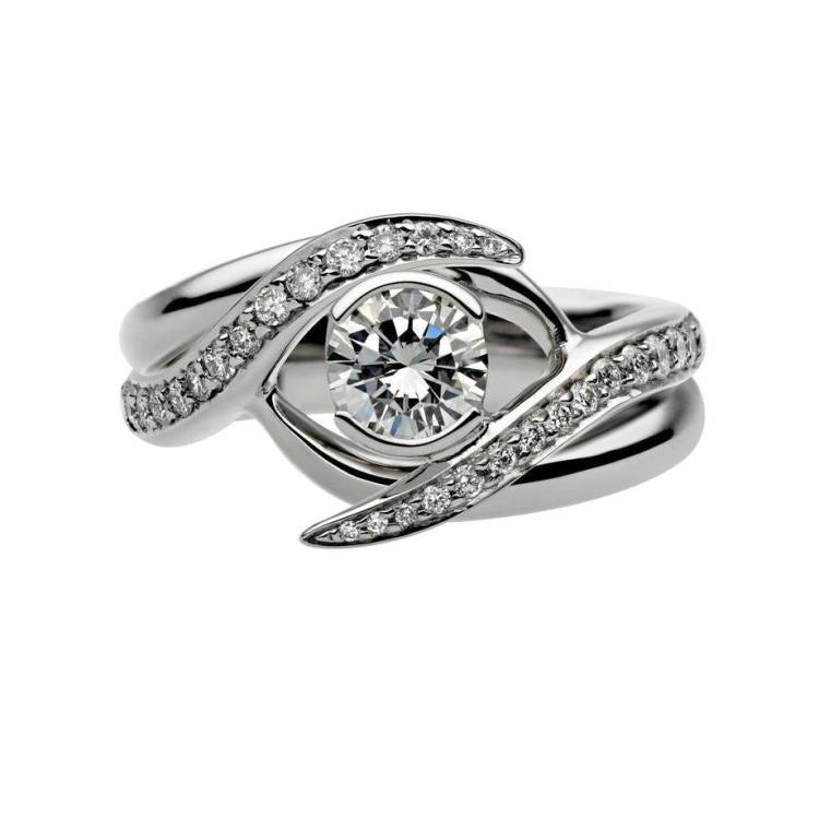 Shaun Leane 18ct White Gold Inward Interlocking Ring Set - L