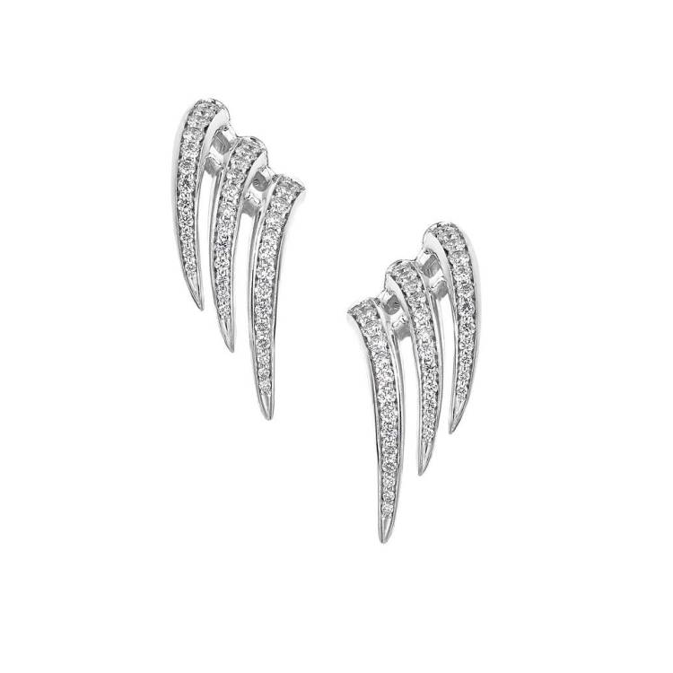 Shaun Leane 18ct White Gold Diamond Pave Triple Stud Earrings - White Gold