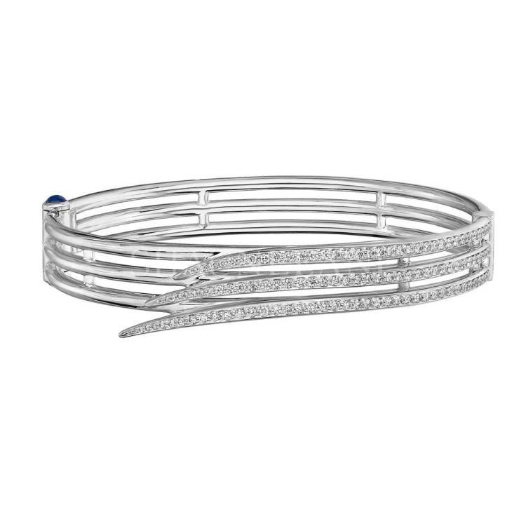 Shaun Leane Armis 18ct White Gold Diamond Triple Row Pave Bangle - White Gold