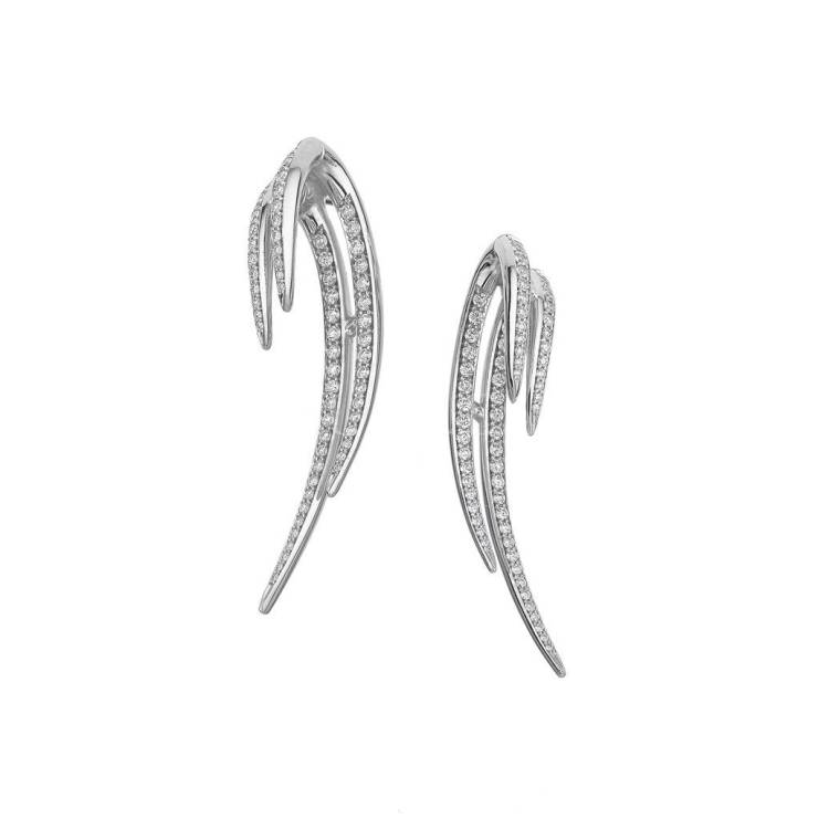Shaun Leane Armis 18ct White Gold Diamond Pave Double Hook Earrings - White Gold
