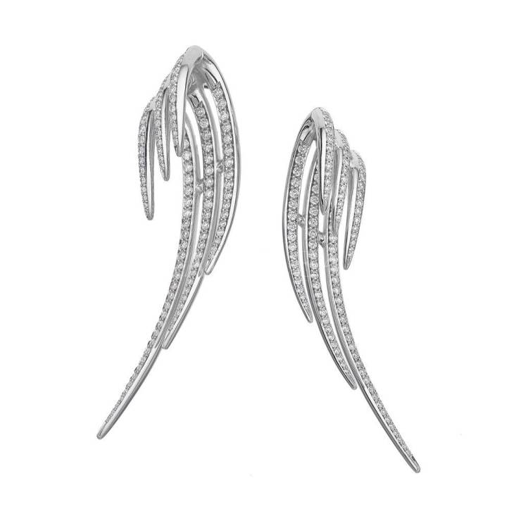 Shaun Leane Armis 18ct White Gold Diamond Pave Triple Hook Drop Earrings - White Gold
