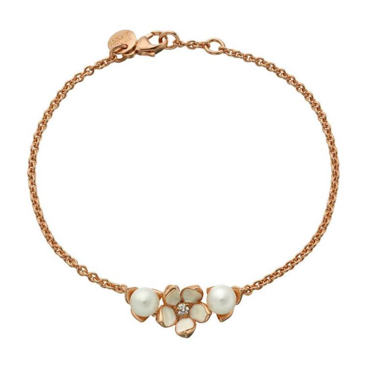 Shaun Leane Blossom 18ct Rose Gold Plated Sterling Silver Flower Diamond Bracelet - Rose Gold