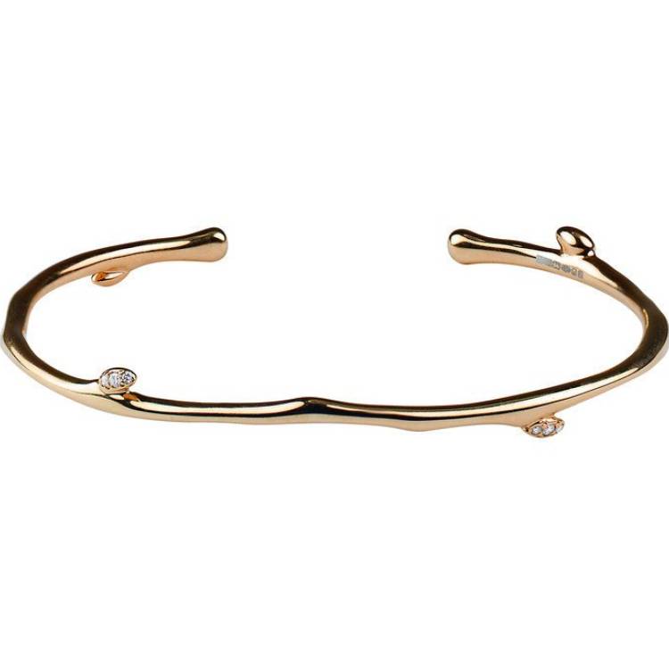 Shaun Leane Cherry Blossom 18ct Rose Gold Plated Sterling Silver 0.05ct Diamond Bangle - Rose Gold