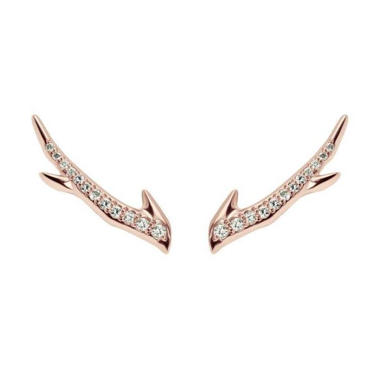 Shaun Leane Cherry Blossom 18ct Rose Gold Plated Sterling Silver 0.14ct Diamond Branch Earrings - Rose Gold