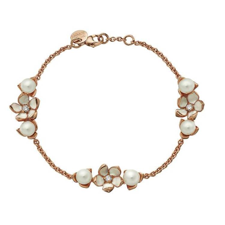 Shaun Leane Cherry Blossom 18ct Rose Gold Plated Sterling Silver Three Flower Bracelet - Rose Gold