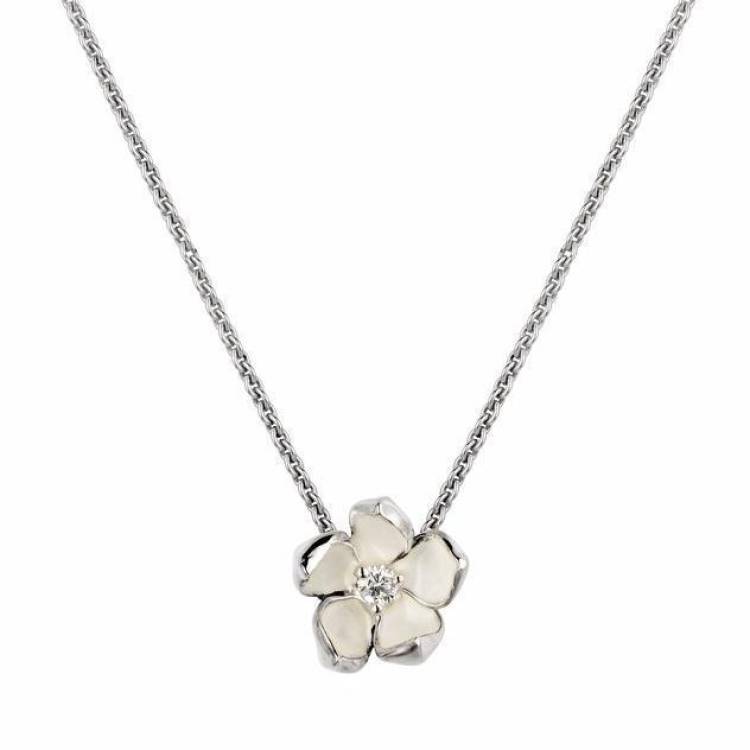 Shaun Leane Cherry Blossom Sterling Silver 0.07ct Diamond Large Flower Necklace - Silver