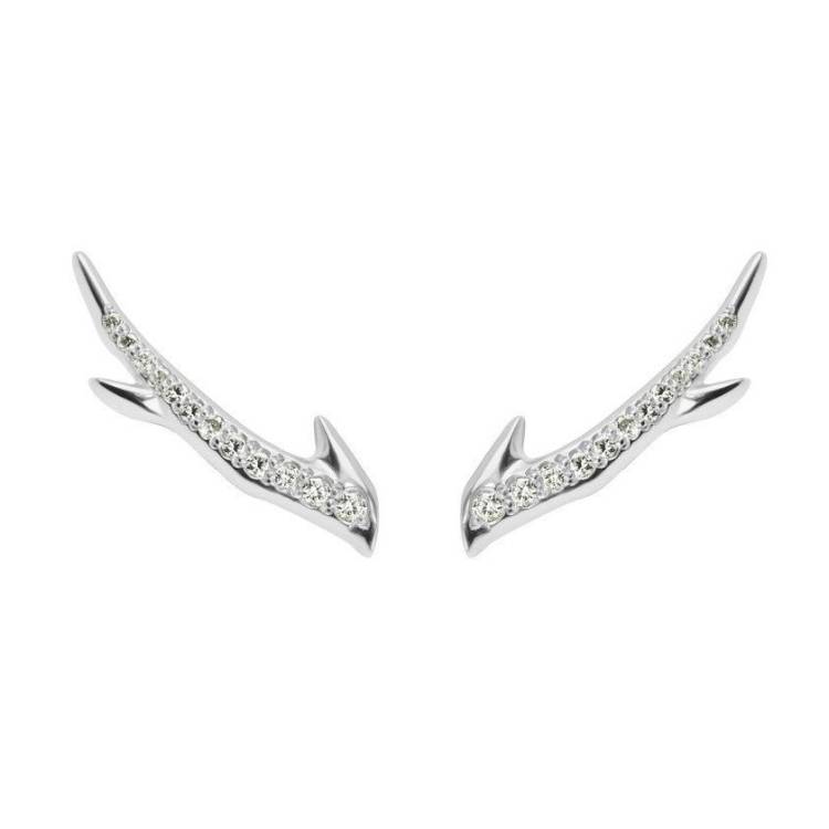 Shaun Leane Cherry Blossom Sterling Silver 0.14ct Diamond Branch Earrings - Silver