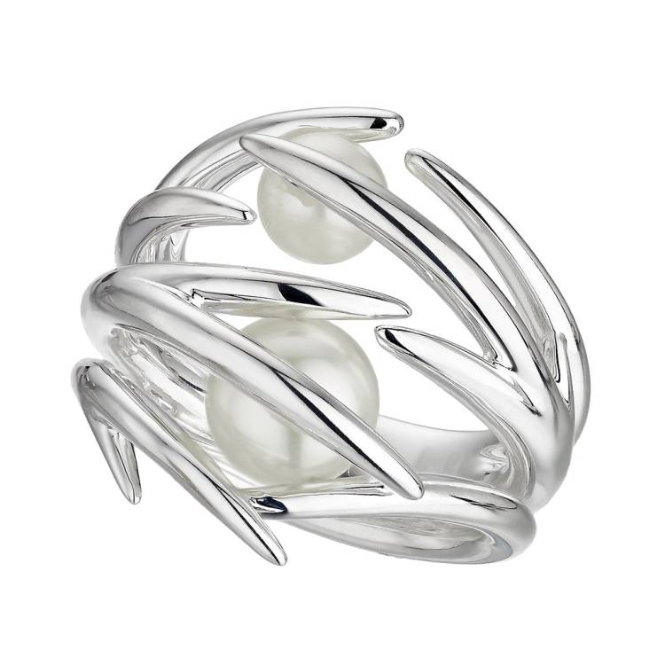 Shaun Leane Sterling Silver Double White Hooked Pearl Ring - J