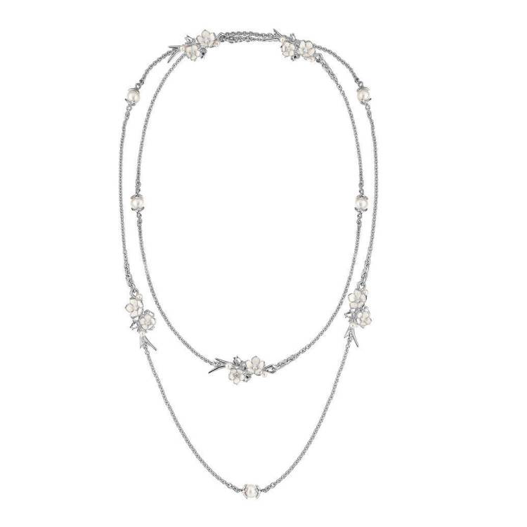 Shaun Leane Cherry Blossom Sterling Silver Pearl 0.80ct Diamond Sautoir Necklace - Silver