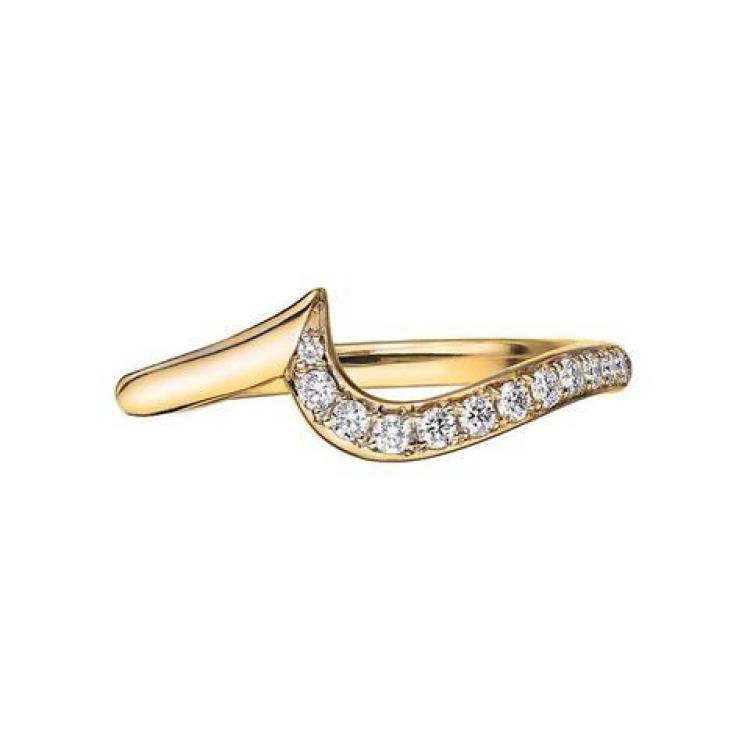 Shaun Leane Entwined 18ct Yellow Gold 0.15ct Diamond Petal Wedding Ring - O