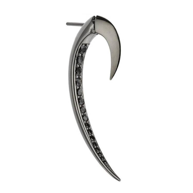 Shaun Leane Hook Single Sterling Silver Black Rhodium Spinel Size 1 Earring - Silver