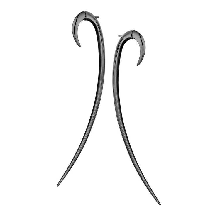 Shaun Leane Hook Sterling Silver Black Rhodium Size 4 Earrings - Rhodium
