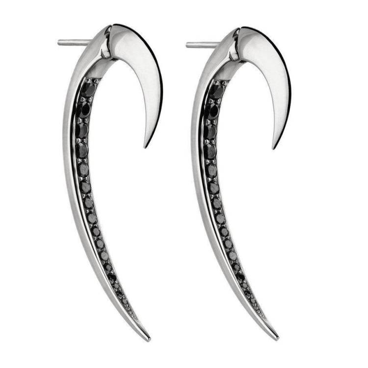 Shaun Leane Hook Sterling Silver Black Spinel Size 1 Earrings - Silver