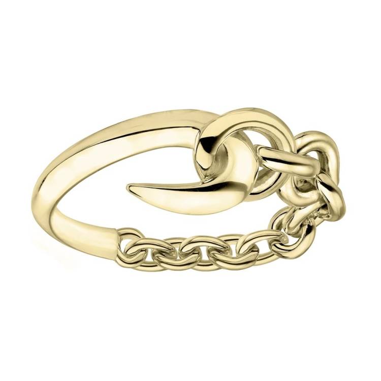 Shaun Leane Hook 18ct Yellow Gold Plated Sterling Silver Chain Ring - J