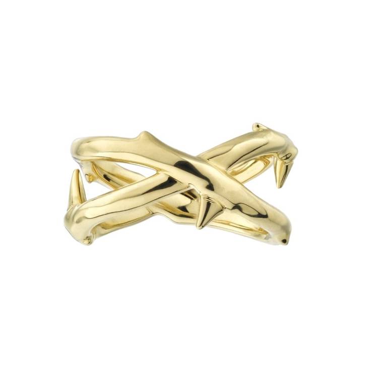 Shaun Leane Rose Thorn 18ct Yellow Gold Plated Sterling Silver Wide Ring - M