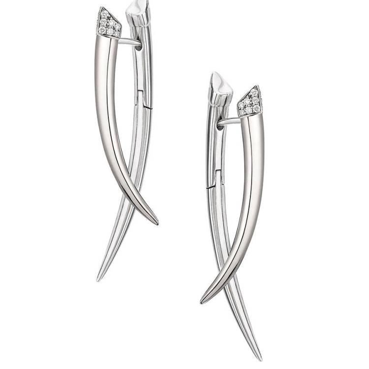 Shaun Leane Sabre Sterling Silver Diamond Crossover Earrings - Silver