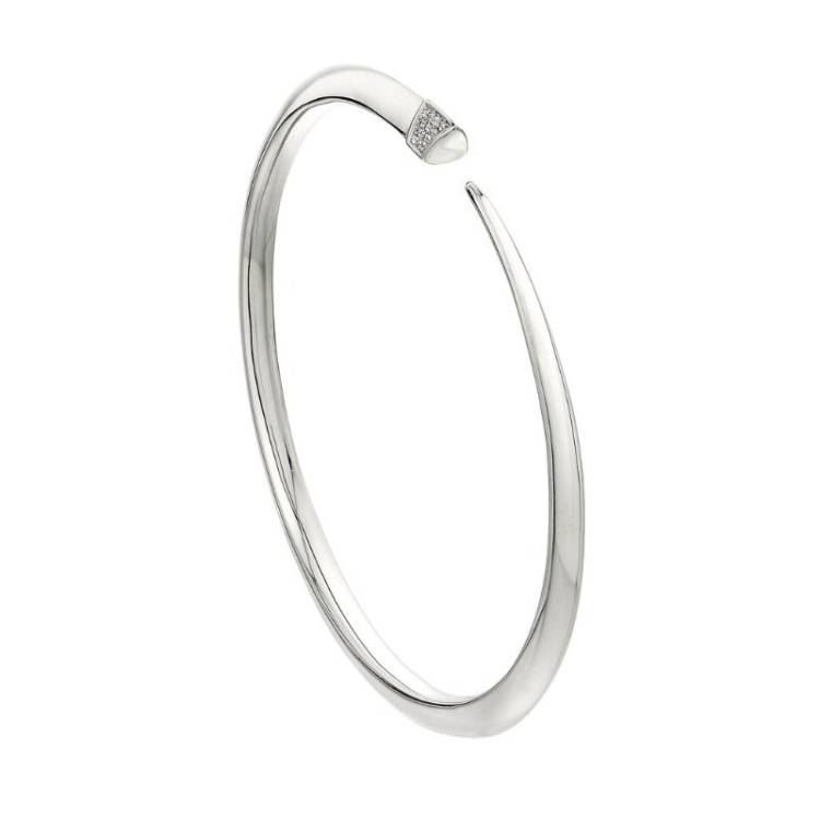 Shaun Leane Sabre Sterling Silver Diamond Slim Tusk Bangle - Silver